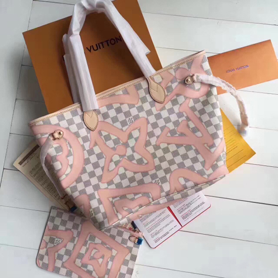 Louis Vuitton N41050 Neverfull MM Shoulder Bag Damier Azur Canvas Louis Vuitton N41050 Neverfull MM Shoulder Bag Damier Azur Canvas