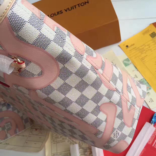 Louis Vuitton N41050 Neverfull MM Shoulder Bag Damier Azur Canvas Louis Vuitton N41050 Neverfull MM Shoulder Bag Damier Azur Canvas