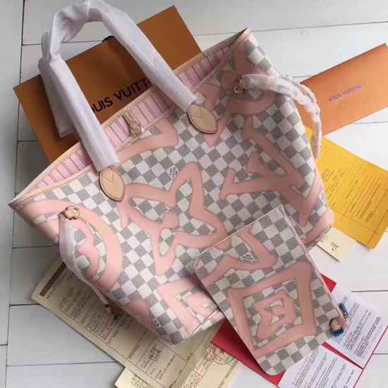 Louis Vuitton N41050 Neverfull MM Shoulder Bag Damier Azur Canvas Louis Vuitton N41050 Neverfull MM Shoulder Bag Damier Azur Canvas