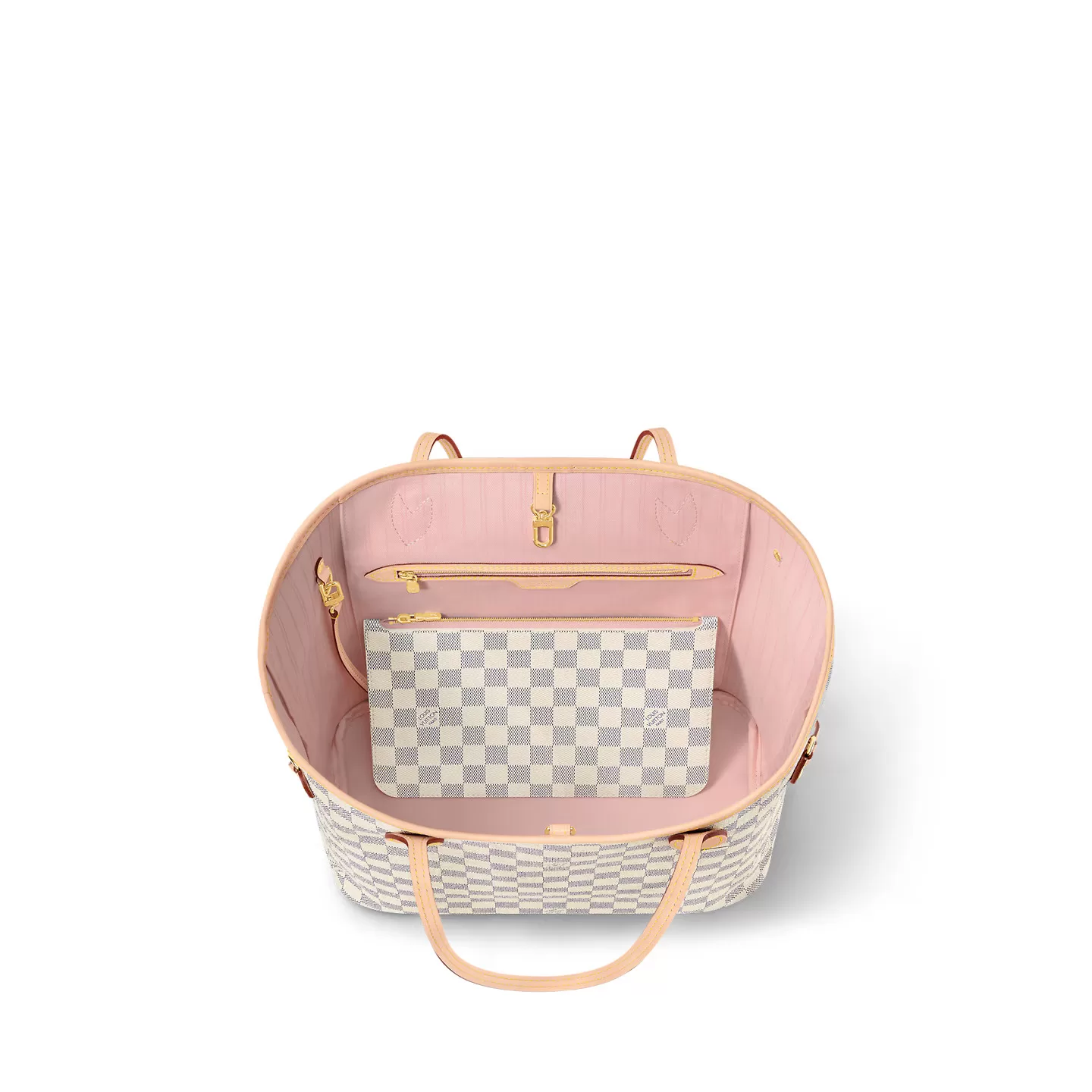 Louis Vuitton N40603 Neverfull MM Rose Ballerine Damier Azur Canvas Louis Vuitton N40603 Neverfull MM Rose Ballerine Damier Azur Canvas