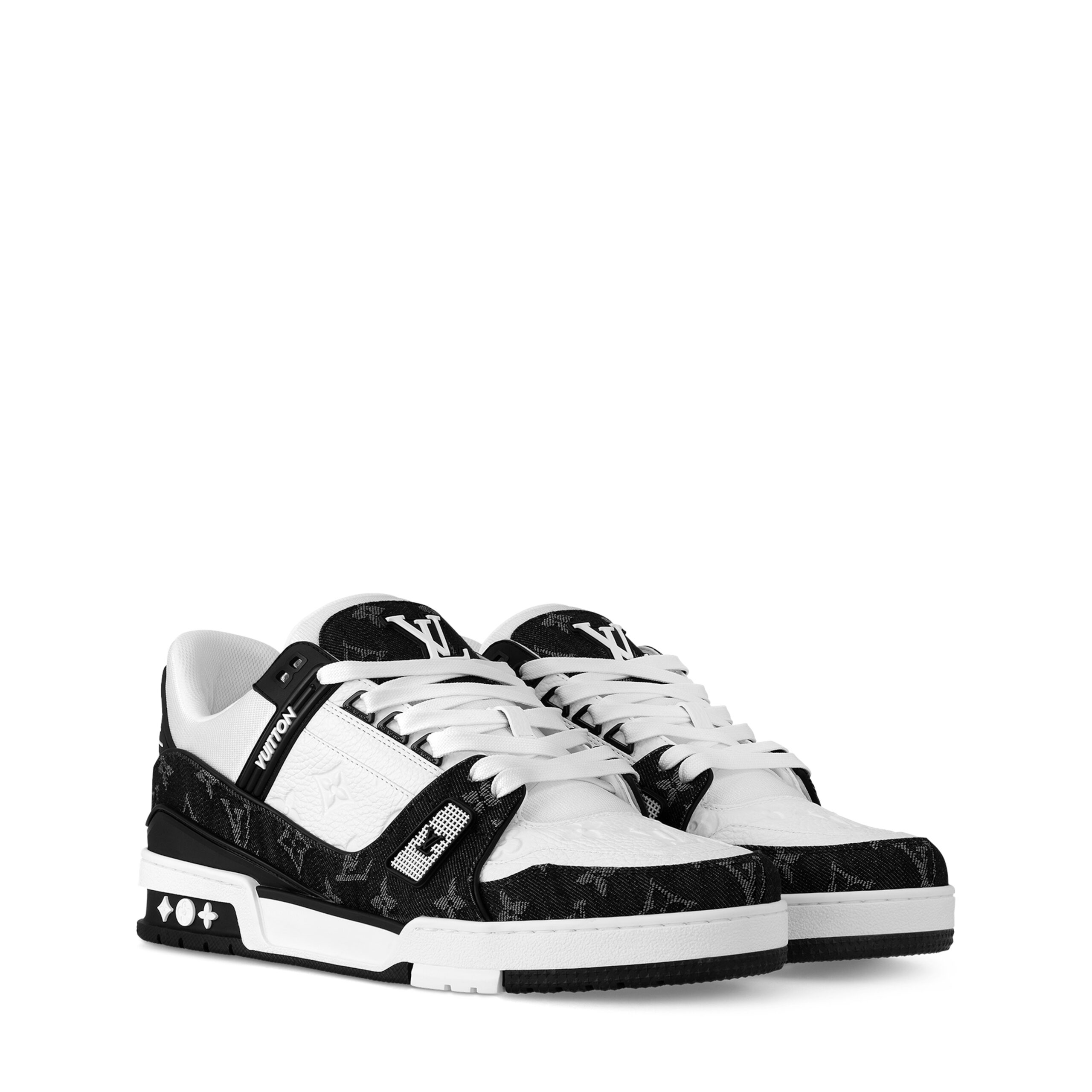 Louis Vuitton Trainer Sneaker Monogram Denim White Black 1A9JGF Louis Vuitton Trainer Sneaker Monogram Denim White Black 1A9JGF