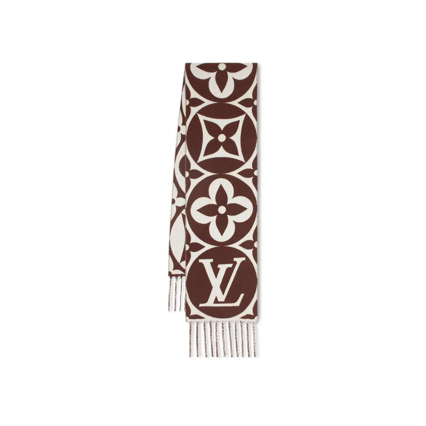 Louis Vuitton Brown M79215 FLIGHT MODE LV Medallion Scarf Louis Vuitton Brown M79215 FLIGHT MODE LV Medallion Scarf