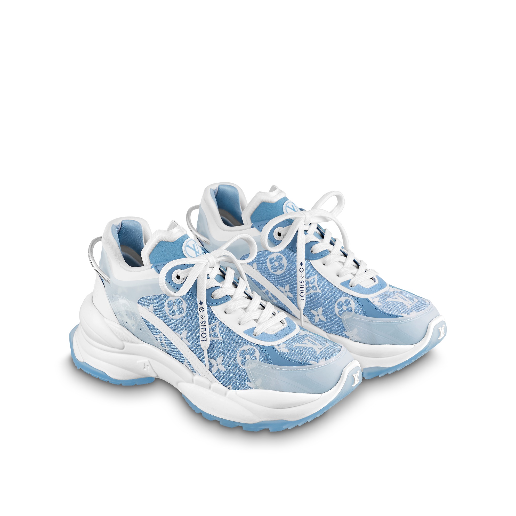 Louis Vuitton LV Run 55 Sneaker Monogram denim Blue 1AB39N Louis Vuitton LV Run 55 Sneaker Monogram denim Blue 1AB39N