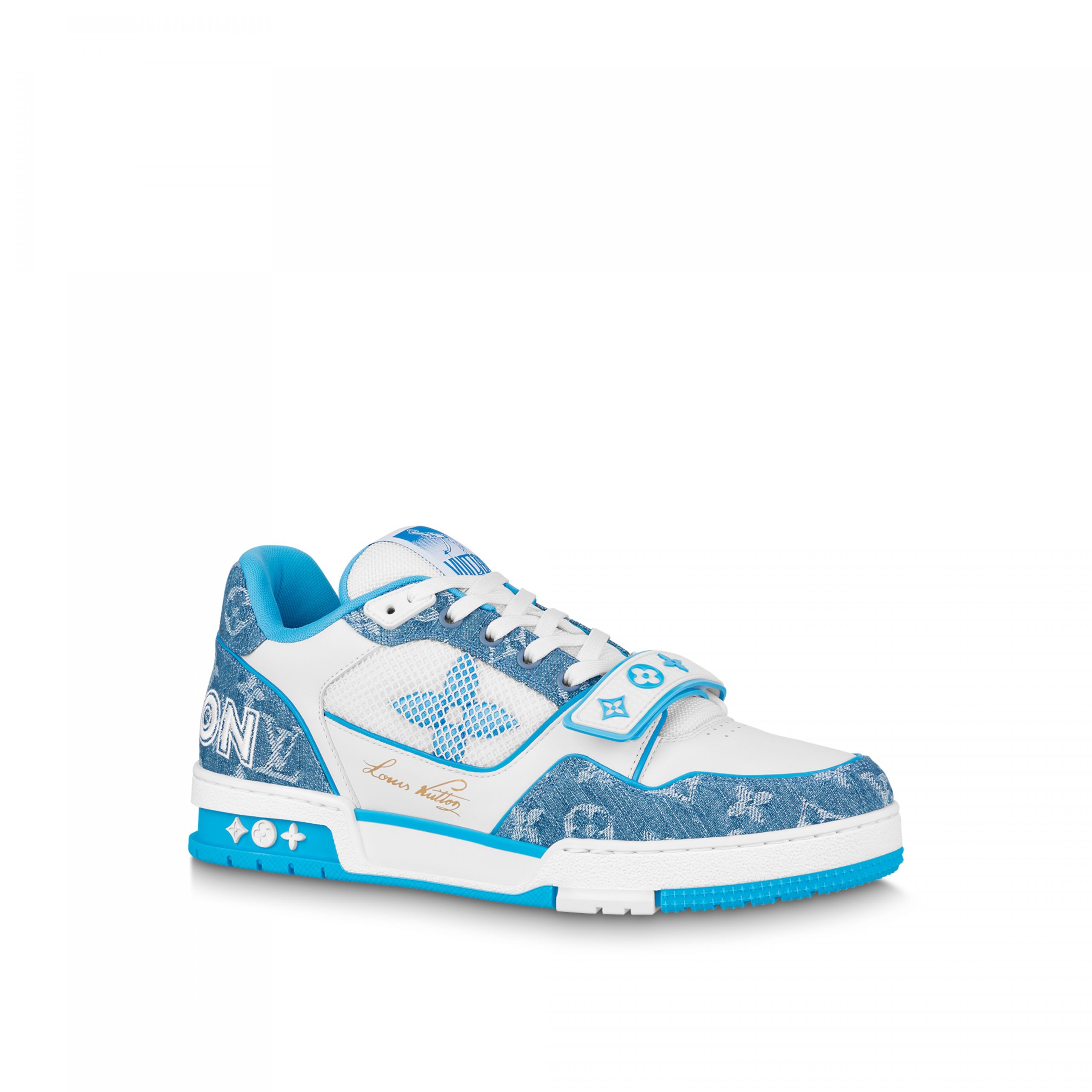 Louis Vuitton LV Trainer Sneaker Velcro strap Monogram denim Blue 1A9ZI6 Louis Vuitton LV Trainer Sneaker Velcro strap Monogram denim Blue 1A9ZI6