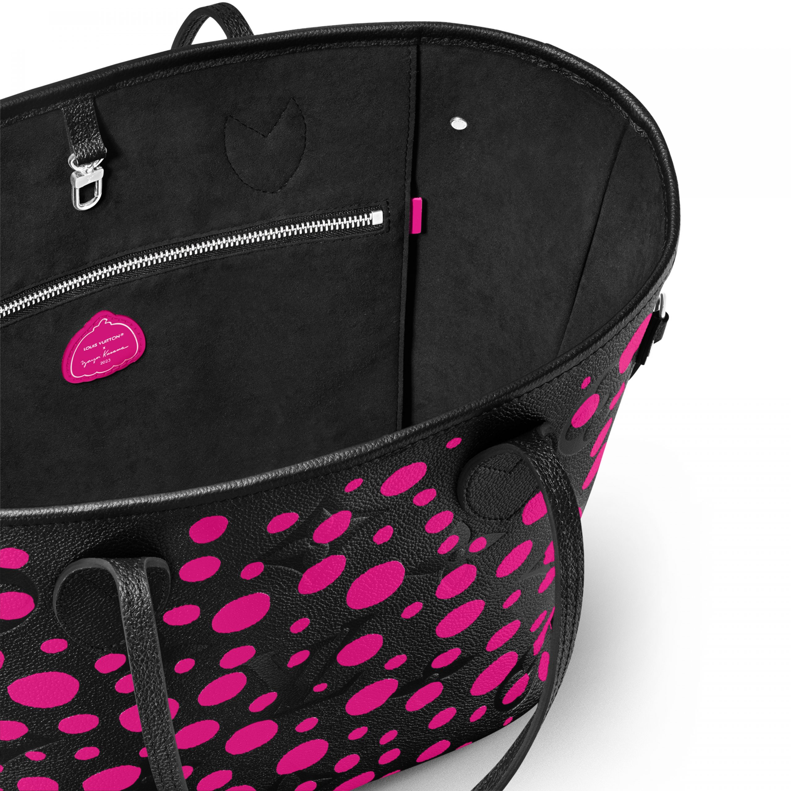 Louis Vuitton LV x YK Neverfull MM M46419 Noir Fuchsia Louis Vuitton LV x YK Neverfull MM M46419 Noir Fuchsia
