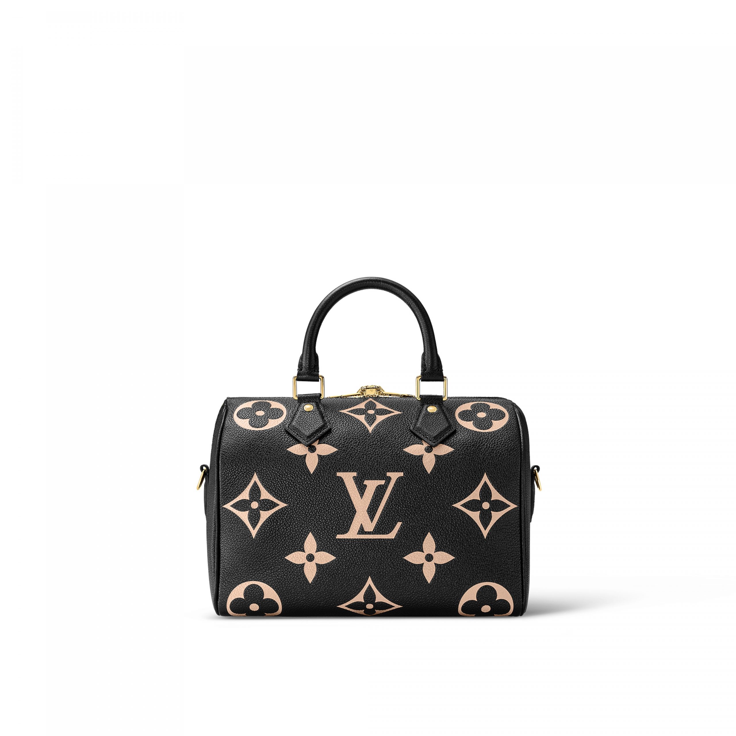 Louis Vuitton M58947 Speedy Bandoulière 25 Bicolor Monogram Empreinte Leather Black Beige