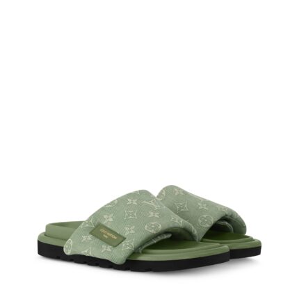 Louis Vuitton 1ACJ0A Pool Pillow Flat Comfort Mule Khaki Green